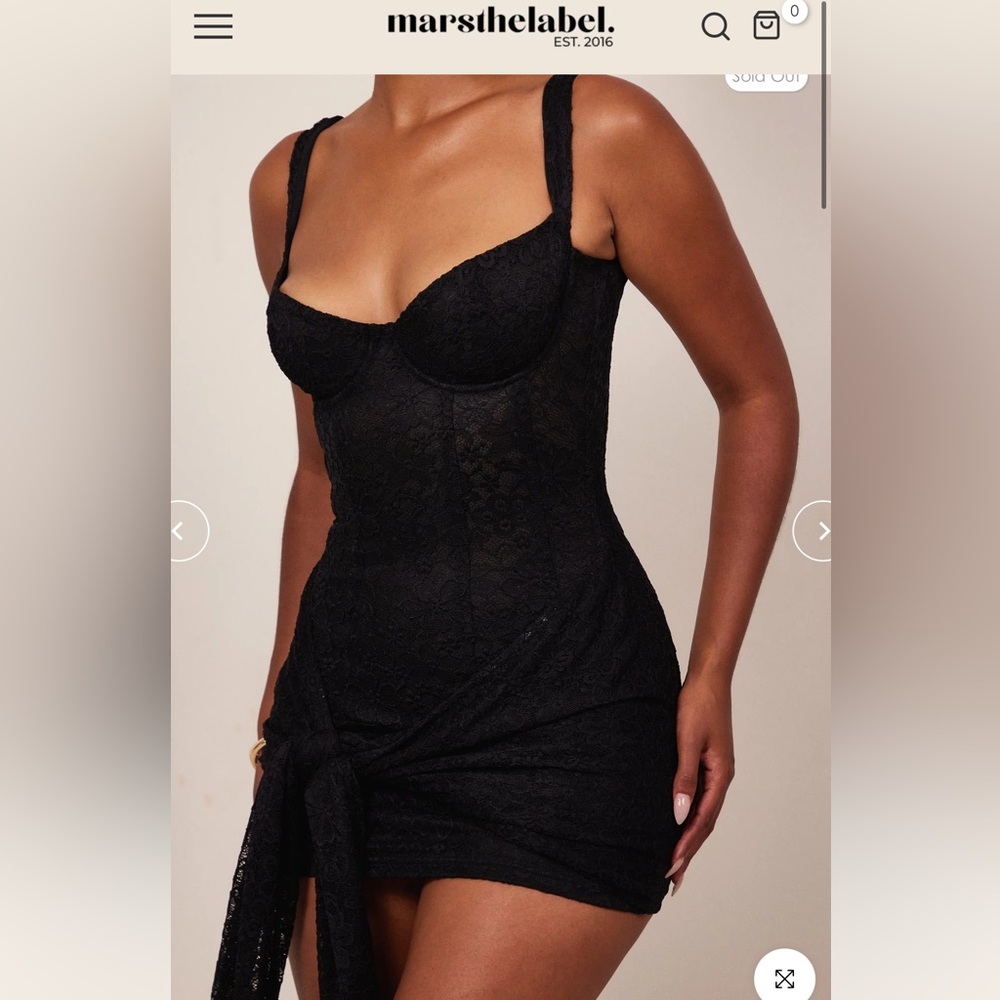 Mars the label black front tie lace dress UK 14